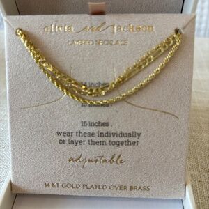 NWT Olivia and Jackson 14k gold plated necklace set